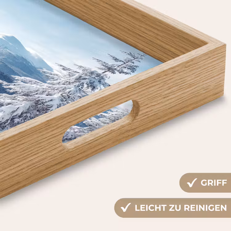 Winterlandschap - Natuur - Berg - Bomen - Sneeuw Dienblad Rechthoek middel -USP_HandgreepDE