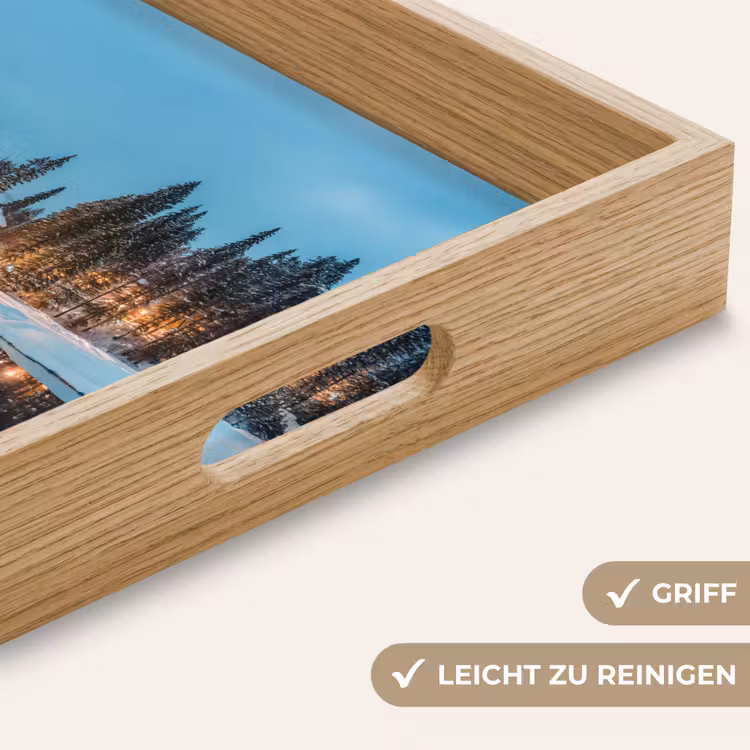 Winterlandschap - Natuur - Huis - Bergen - Sneeuw Dienblad Rechthoek middel -USP_HandgreepDE