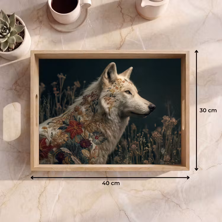 Wolf - Bloemen - Natuur Dienblad Rechthoek middel -USP_Formaat