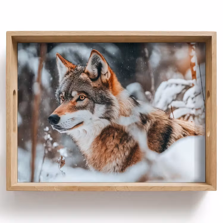 Wolf - Sneeuw - Winter - Dieren - Natuur - Sneeuw Dienblad Rechthoek middel -z3d_shopping