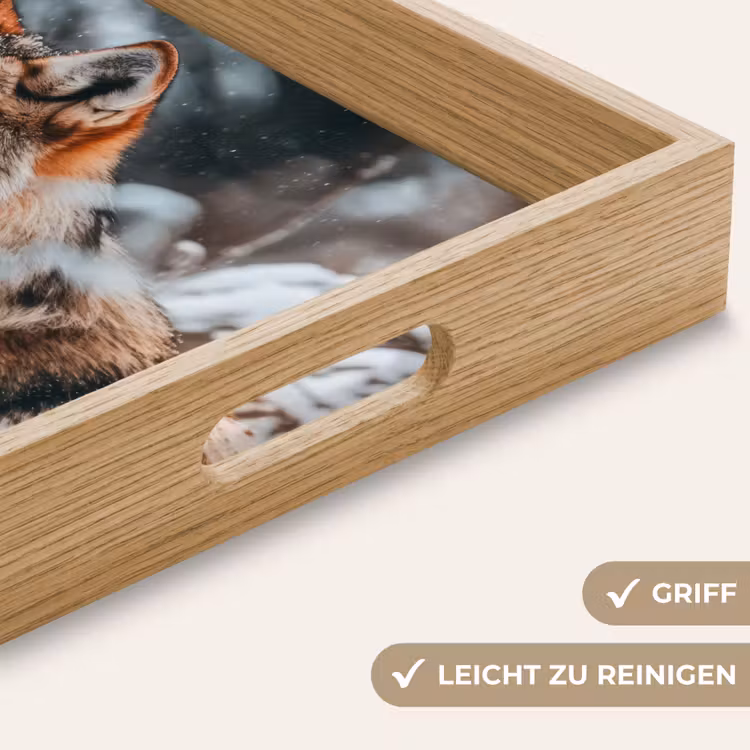 Wolf - Sneeuw - Winter - Dieren - Natuur - Sneeuw Dienblad Rechthoek middel -USP_HandgreepDE