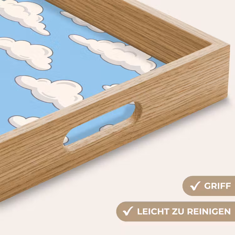 Wolk - Cartoon - Lucht - Blauw - Wit Dienblad Rechthoek middel -USP_HandgreepDE