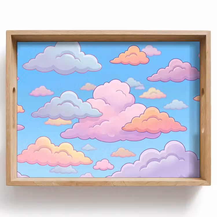 Wolk - Lucht - Natuur - Illustratie - Pastel Dienblad Rechthoek middel -z3d_shopping