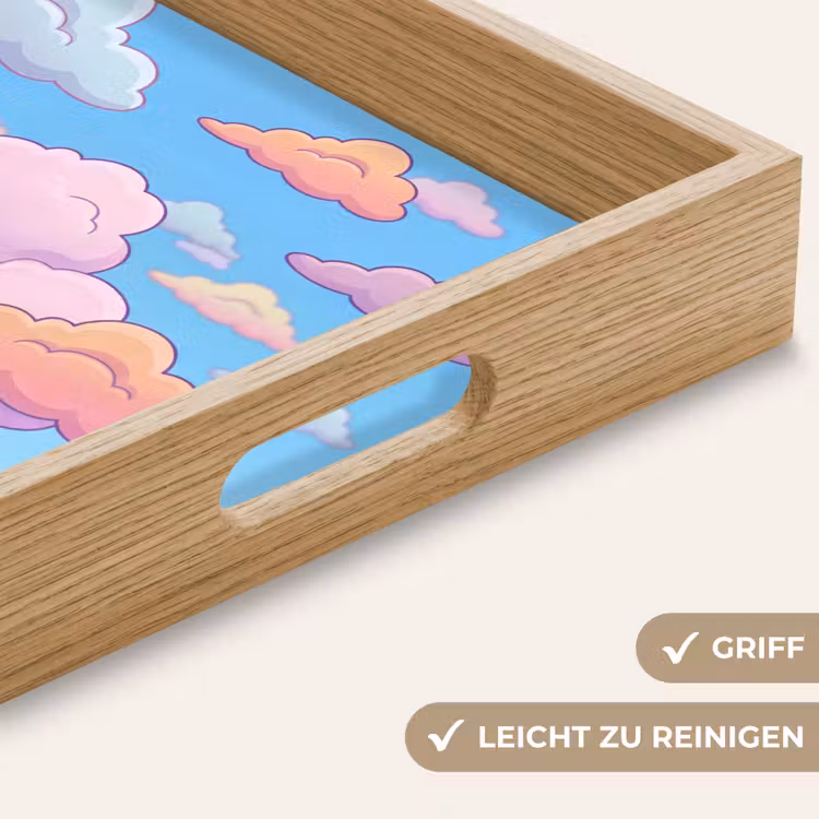 Wolk - Lucht - Natuur - Illustratie - Pastel Dienblad Rechthoek middel -USP_HandgreepDE