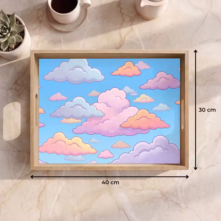 Wolk - Lucht - Natuur - Illustratie - Pastel Dienblad Rechthoek middel -USP_Formaat