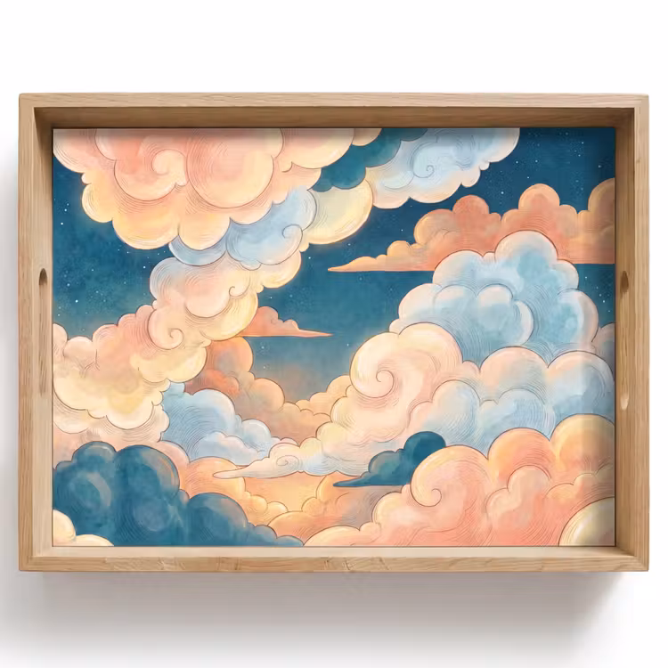 Wolk - Lucht - Natuur - Illustratief - Oranje Dienblad Rechthoek middel -z3d_shopping