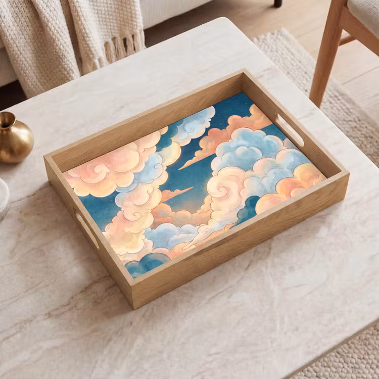 Wolk - Lucht - Natuur - Illustratief - Oranje Dienblad Rechthoek middel -sfeer1
