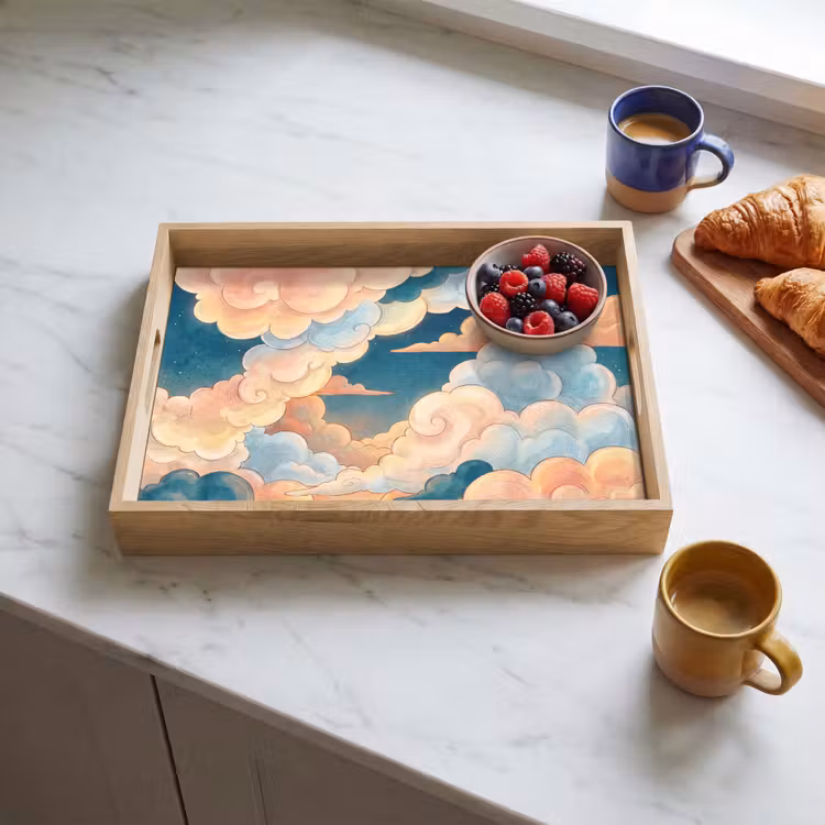 Wolk - Lucht - Natuur - Illustratief - Oranje Dienblad Rechthoek middel -sfeer2