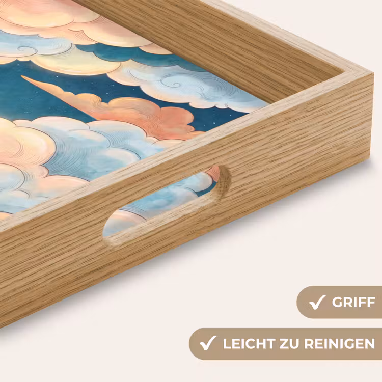 Wolk - Lucht - Natuur - Illustratief - Oranje Dienblad Rechthoek middel -USP_HandgreepDE