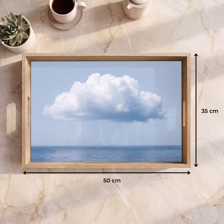 Tablett - Wolke – Regen – Natur - Wolk - Regen - Natuur Dienblad Rechthoek middel