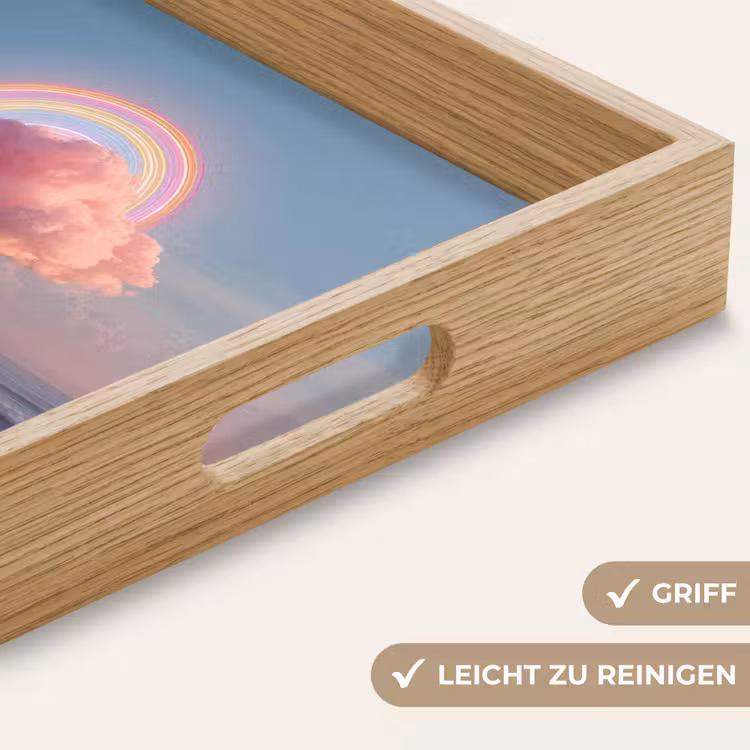 Wolk - Regenboog - Zee Dienblad Rechthoek middel -USP_HandgreepDE