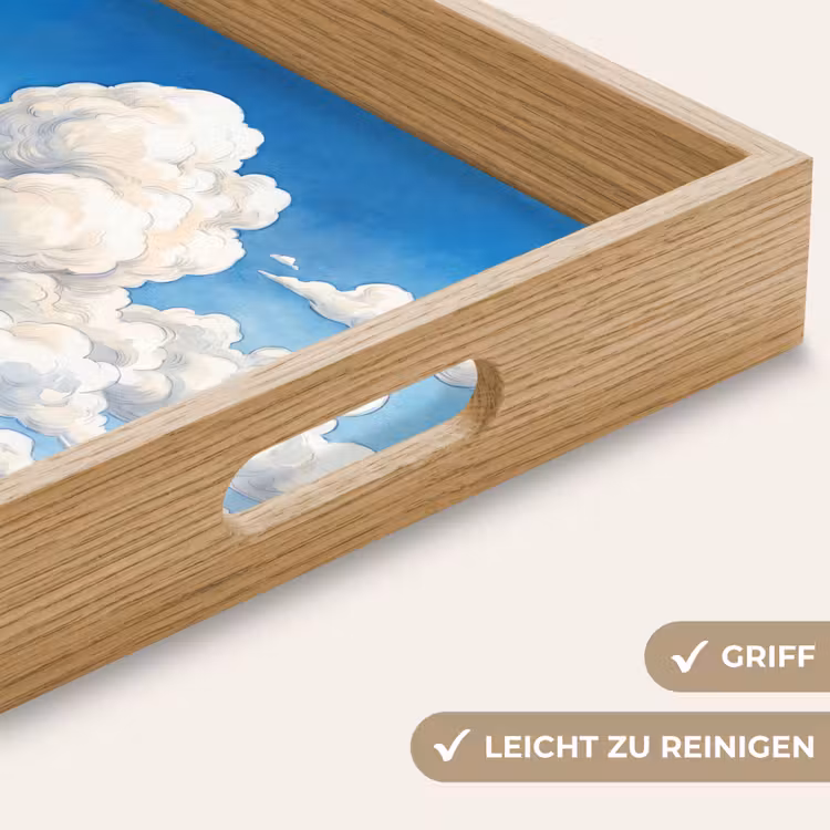 Wolken - Blauwe lucht - Natuur - Modern - Wit Dienblad Rechthoek middel -USP_HandgreepDE