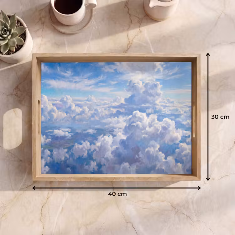 Wolken - Lucht - Natuur - Abstract - Blauw Dienblad Rechthoek middel -USP_Formaat