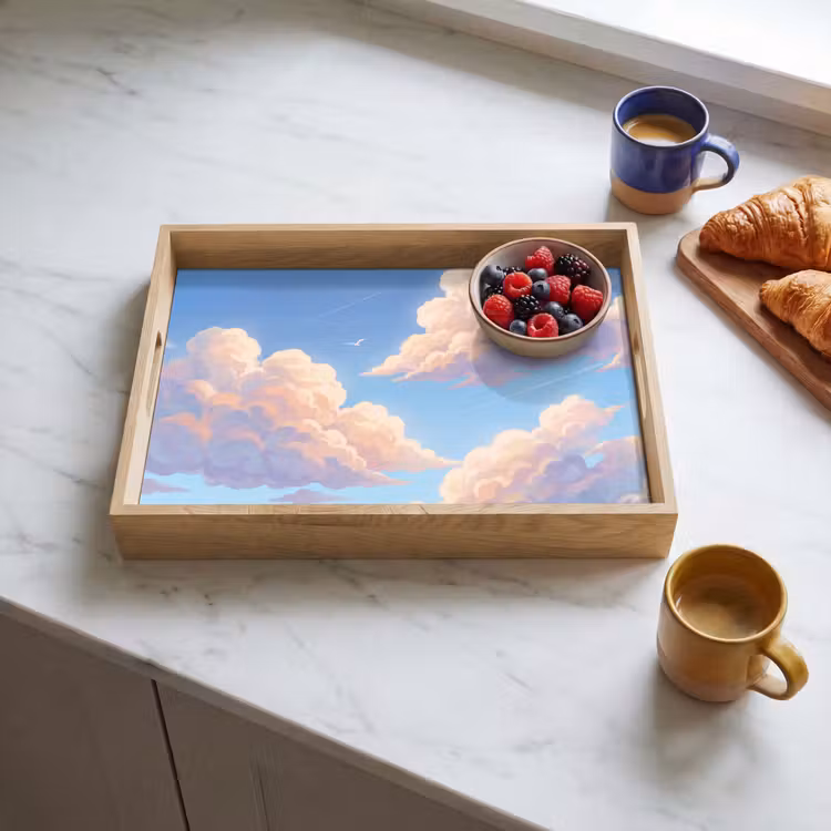 Wolken - Lucht - Natuur - Blauw Dienblad Rechthoek middel -sfeer2