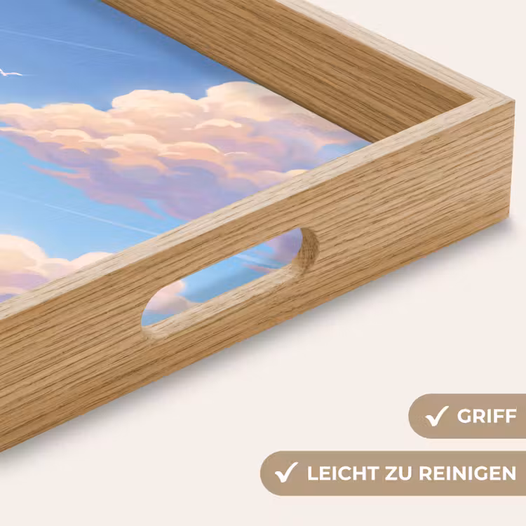 Wolken - Lucht - Natuur - Blauw Dienblad Rechthoek middel -USP_HandgreepDE