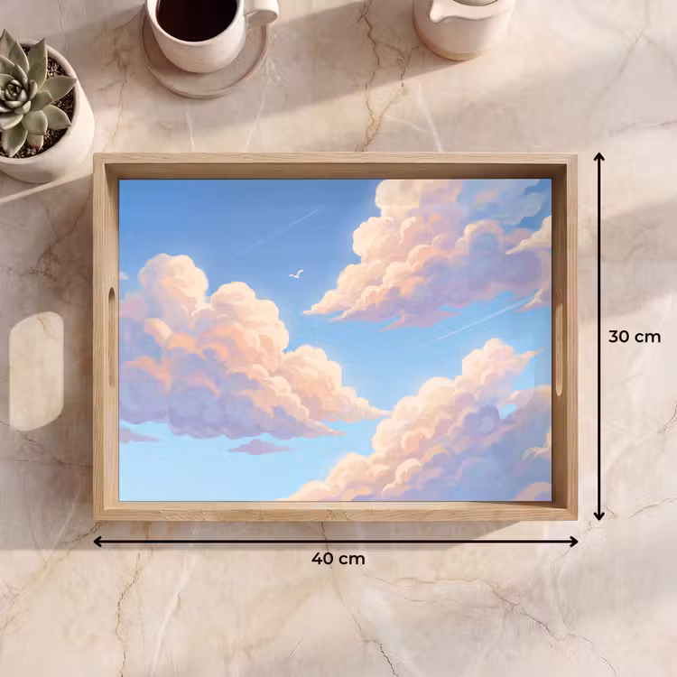 Wolken - Lucht - Natuur - Blauw Dienblad Rechthoek middel -USP_Formaat