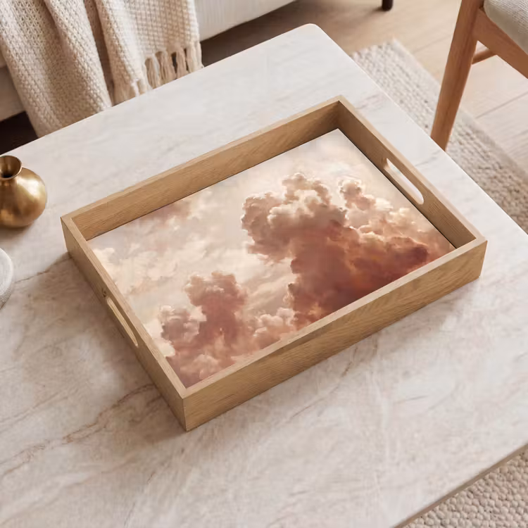 Wolken - Lucht - Natuur - Modern - Bruin Dienblad Rechthoek middel -sfeer1
