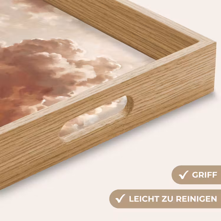 Wolken - Lucht - Natuur - Modern - Bruin Dienblad Rechthoek middel -USP_HandgreepDE