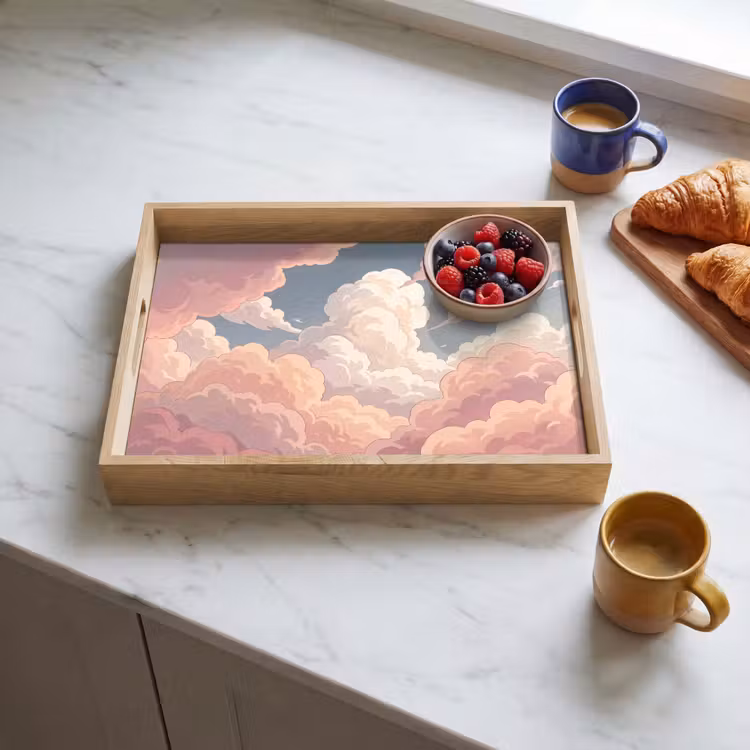 Wolken - Lucht - Natuur - Pastel - Roze Dienblad Rechthoek middel -sfeer2