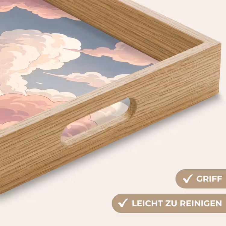 Wolken - Lucht - Natuur - Pastel - Roze Dienblad Rechthoek middel -USP_HandgreepDE