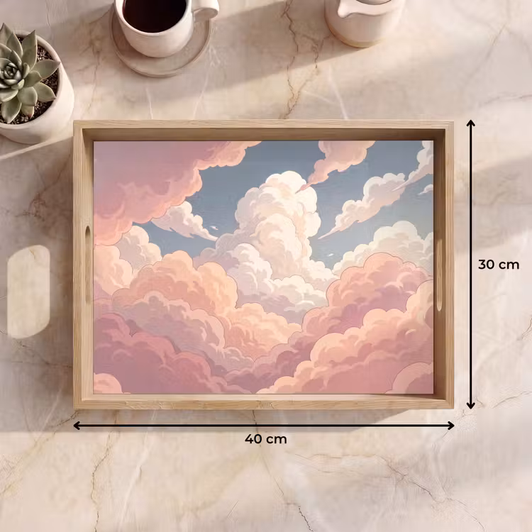 Wolken - Lucht - Natuur - Pastel - Roze Dienblad Rechthoek middel -USP_Formaat
