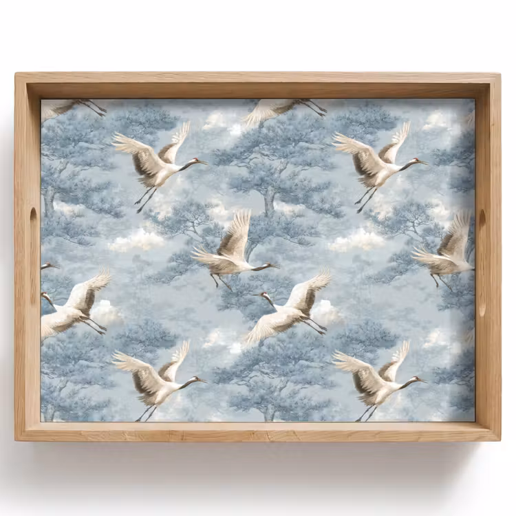 Wolken - Kraanvogels - Blauw Dienblad Rechthoek middel 911 -z3d_shopping