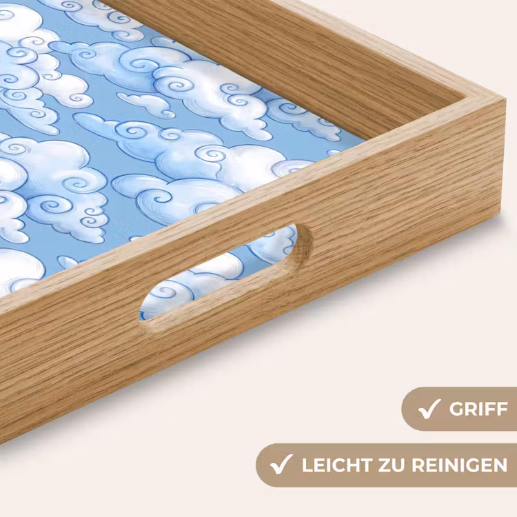 Wolken - Patroon - Hemel - Illustratie - Wit Dienblad Rechthoek middel -USP_HandgreepDE