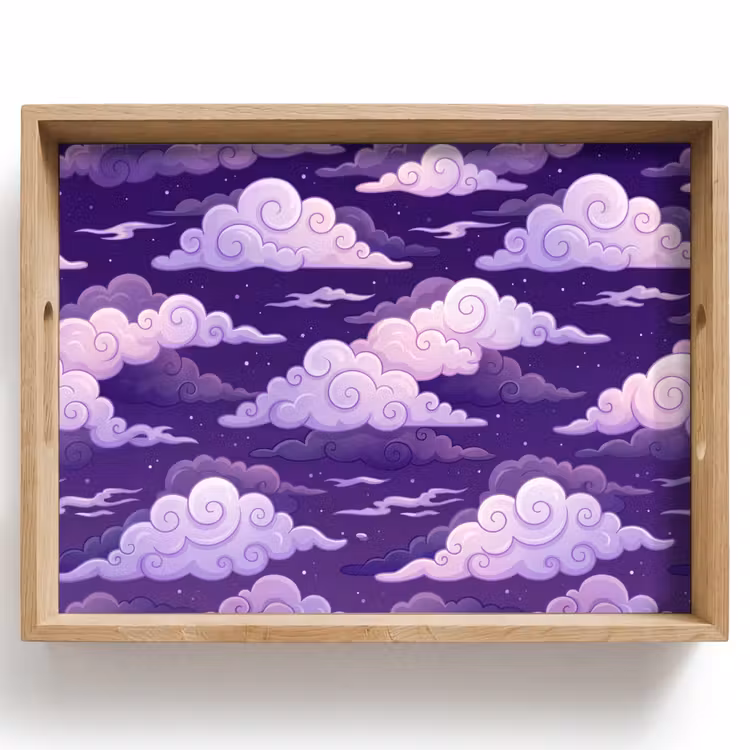 Wolken - Nacht - Natuur - Abstract - Paars Dienblad Rechthoek middel -z3d_shopping