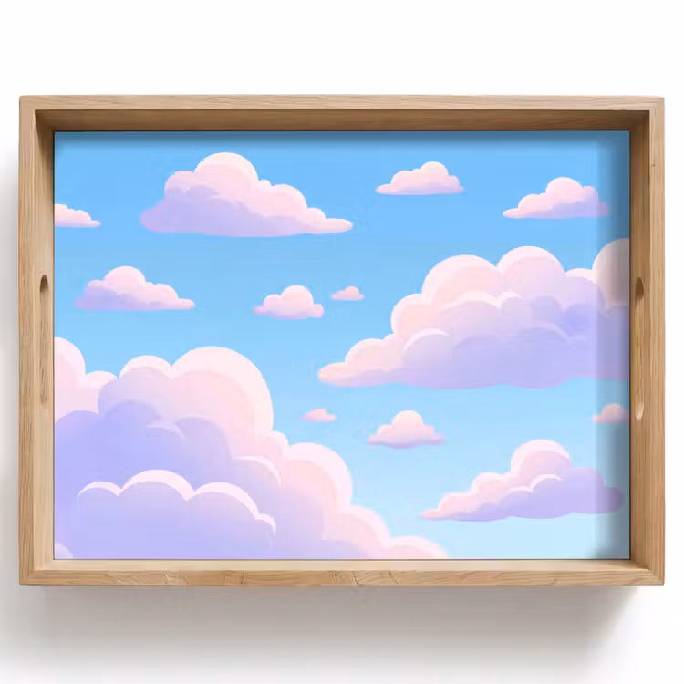 Wolken - Roze - Blauw - Natuur - Modern Dienblad Rechthoek middel -z3d_shopping