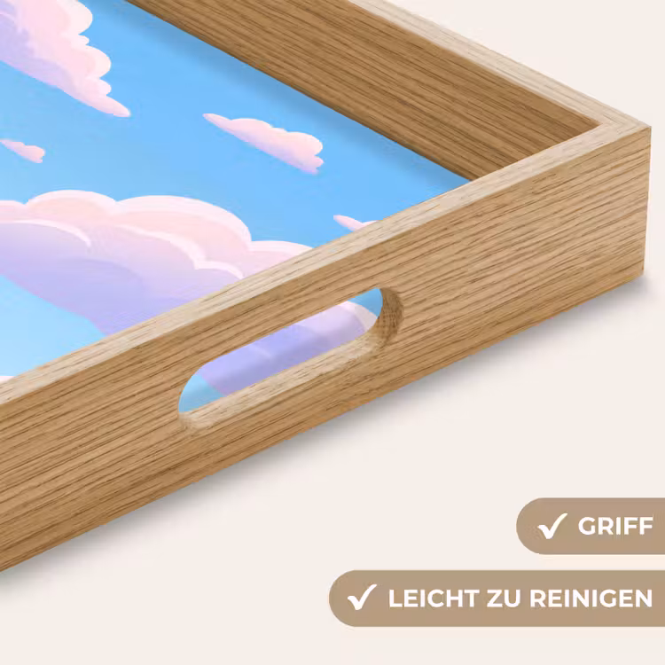 Wolken - Roze - Blauw - Natuur - Modern Dienblad Rechthoek middel -USP_HandgreepDE