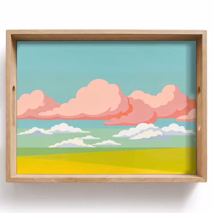 Wolken - Roze - Natuur - Modern - Pastel Dienblad Rechthoek middel -z3d_shopping
