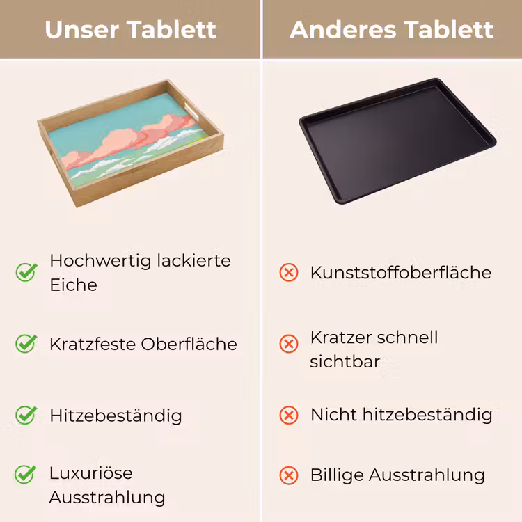 Wolken - Roze - Natuur - Modern - Pastel Dienblad Rechthoek middel -USP_VergelijkingDE