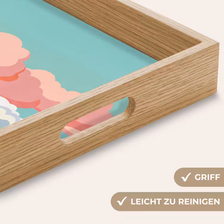 Wolken - Roze - Natuur - Modern - Pastel Dienblad Rechthoek middel -USP_HandgreepDE