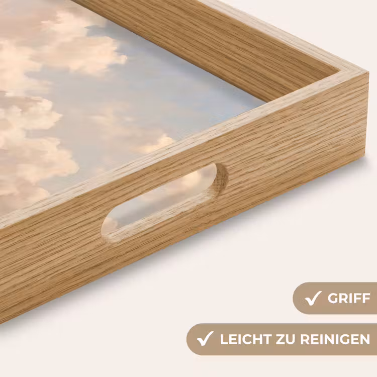 Wolken - Zacht - Natuur - Klassiek - Beige Dienblad Rechthoek middel -USP_HandgreepDE