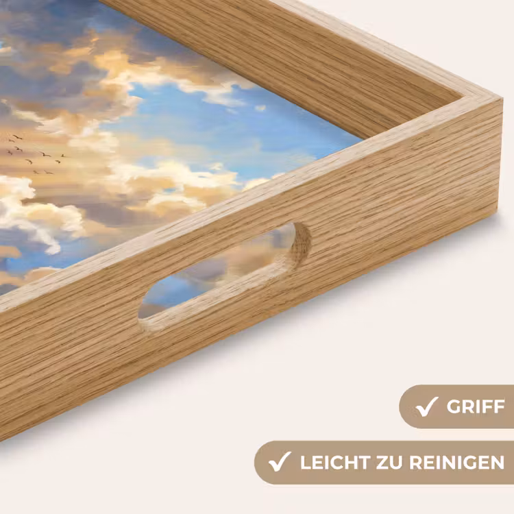 Wolken - Zonnestralen - Natuur - Abstract - Blauw Dienblad Rechthoek middel -USP_HandgreepDE