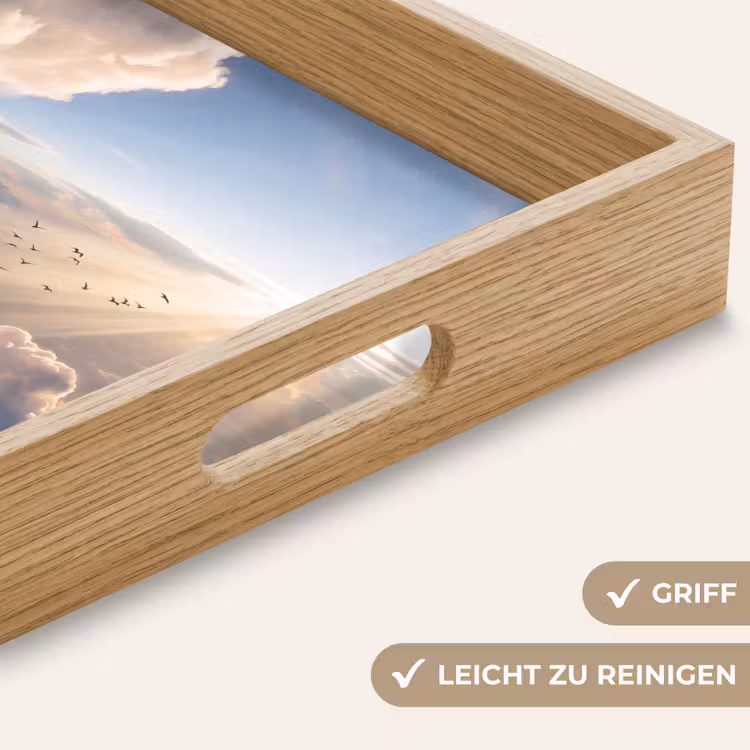 Wolken - Zonnestralen - Natuur - Wit Dienblad Rechthoek middel -USP_HandgreepDE