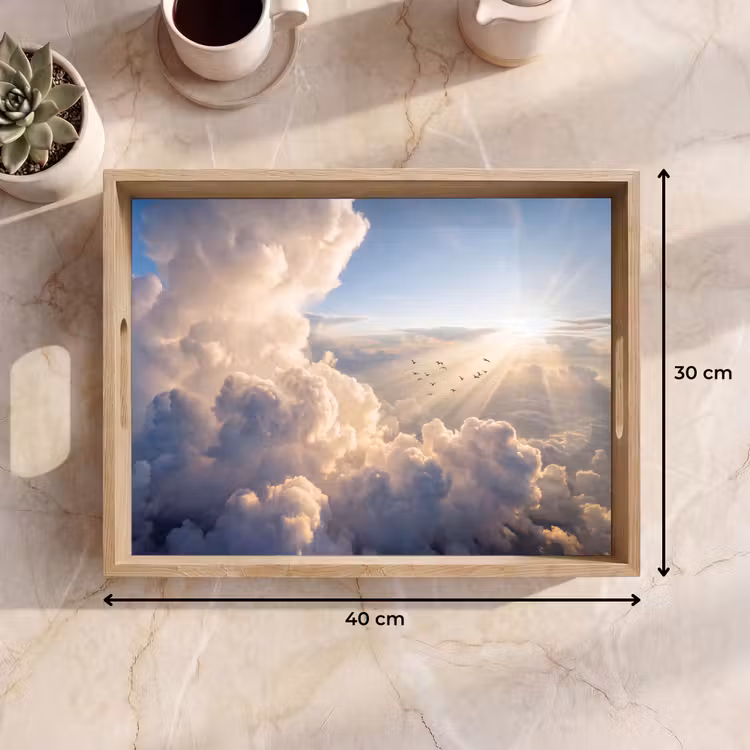 Wolken - Zonnestralen - Natuur - Wit Dienblad Rechthoek middel -USP_Formaat