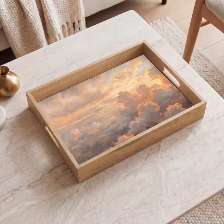 Wolken - Zonsondergang - Natuur - Abstract - Goud Dienblad Rechthoek middel -sfeer1