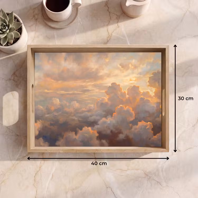 Wolken - Zonsondergang - Natuur - Abstract - Goud Dienblad Rechthoek middel -USP_Formaat