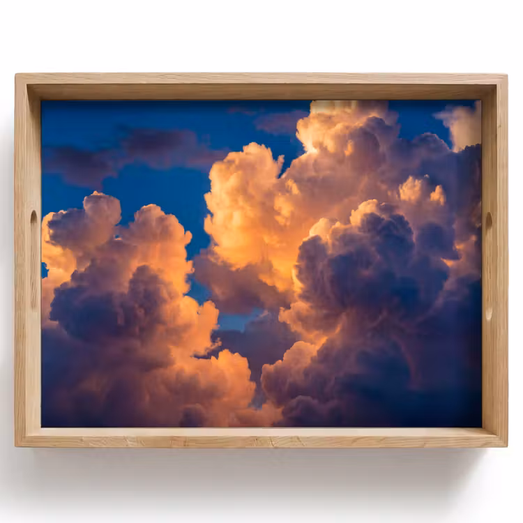 Wolken - Zonsondergang - Natuur - Oranje - Blauw Dienblad Rechthoek middel -z3d_shopping