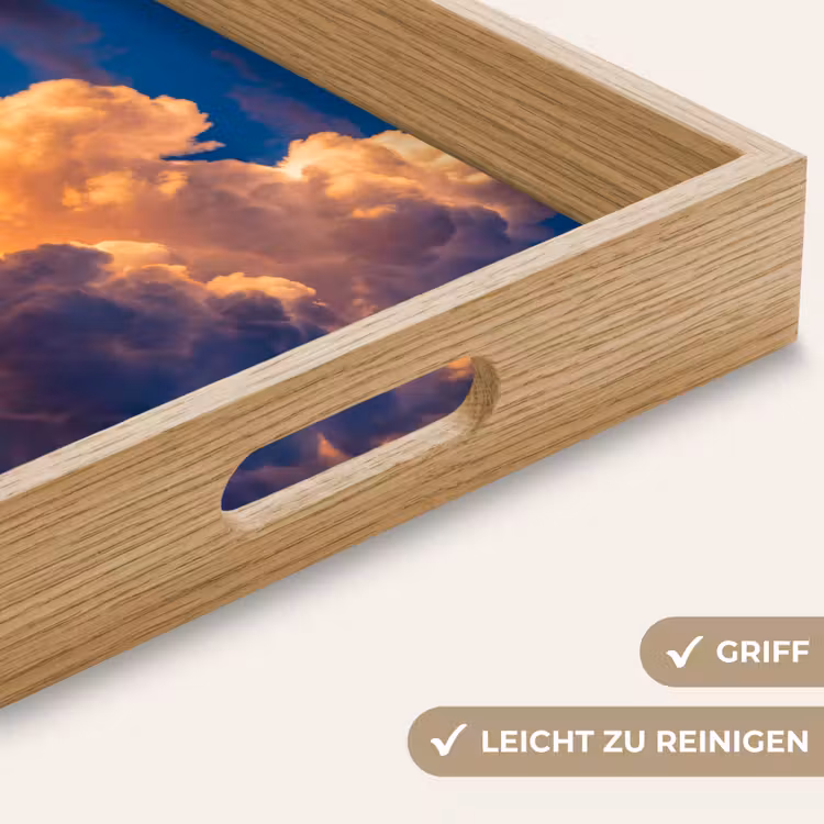 Wolken - Zonsondergang - Natuur - Oranje - Blauw Dienblad Rechthoek middel -USP_HandgreepDE