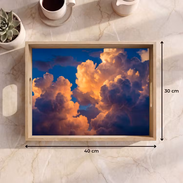 Wolken - Zonsondergang - Natuur - Oranje - Blauw Dienblad Rechthoek middel -USP_Formaat