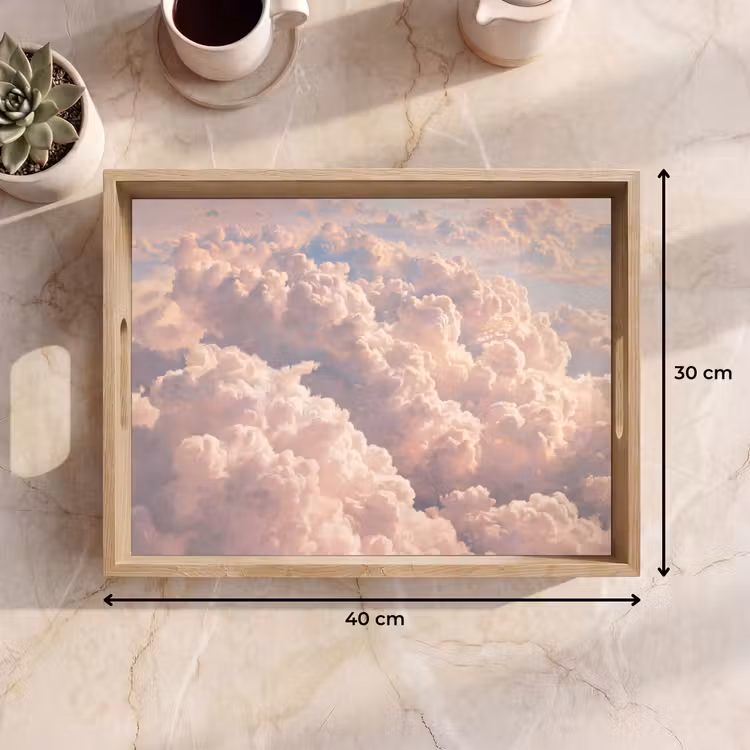 Wolken - Zonsondergang - Natuur - Pastel - Roze Dienblad Rechthoek middel -USP_Formaat