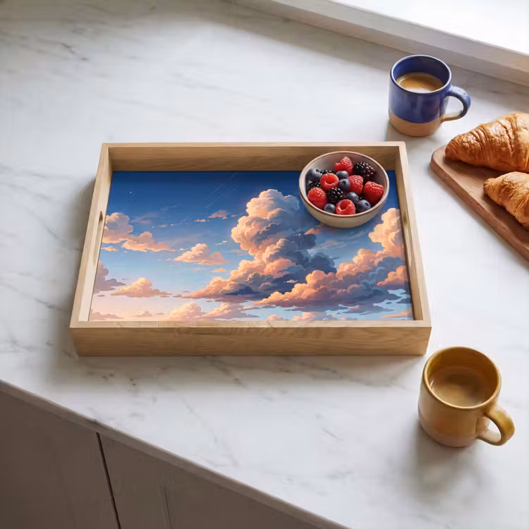 Wolken - Daghemel - Natuur - Illustratie - Oranje Dienblad Rechthoek middel -sfeer2