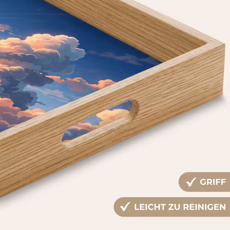 Wolken - Daghemel - Natuur - Illustratie - Oranje Dienblad Rechthoek middel -USP_HandgreepDE