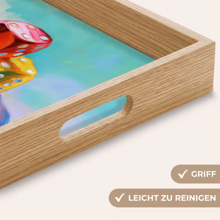 Dobbelstenen - Kleurrijk - Getallen - Stipjes Dienblad Rechthoek middel -USP_HandgreepDE