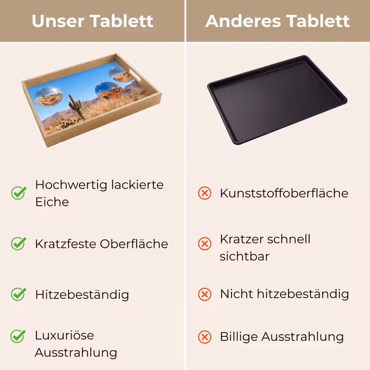 Tablett - Wüste – Spiegelkugel – Kunst - Woestijn - Spiegelbal - Kunst Dienblad Rechthoek middel