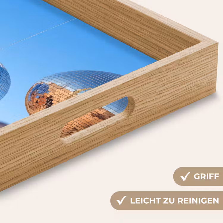 Tablett - Wüste – Spiegelkugel – Kunst - Woestijn - Spiegelbal - Kunst Dienblad Rechthoek middel