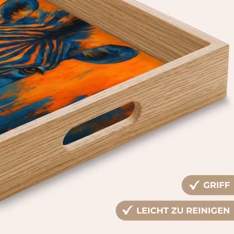Zebra - Abstract - Blauw Dienblad Rechthoek middel -USP_HandgreepDE