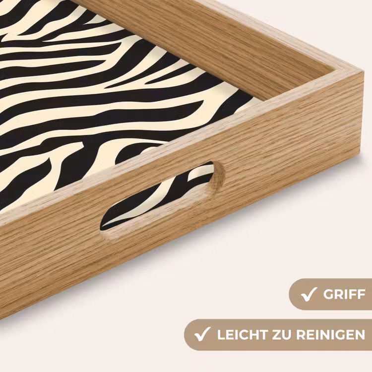 Zebra - Print - Klassiek - Zwart Dienblad Rechthoek middel 911 -USP_HandgreepDE